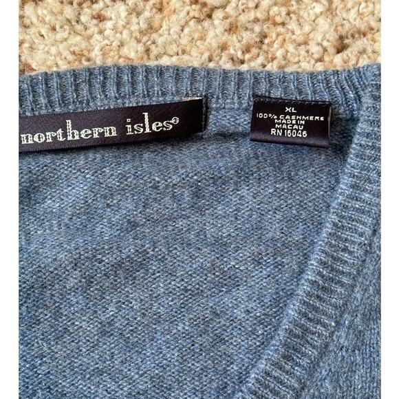 NORTHERN ISLES 100% CASHMERE sweater, XL, V Neck - Picture 3 of 10
